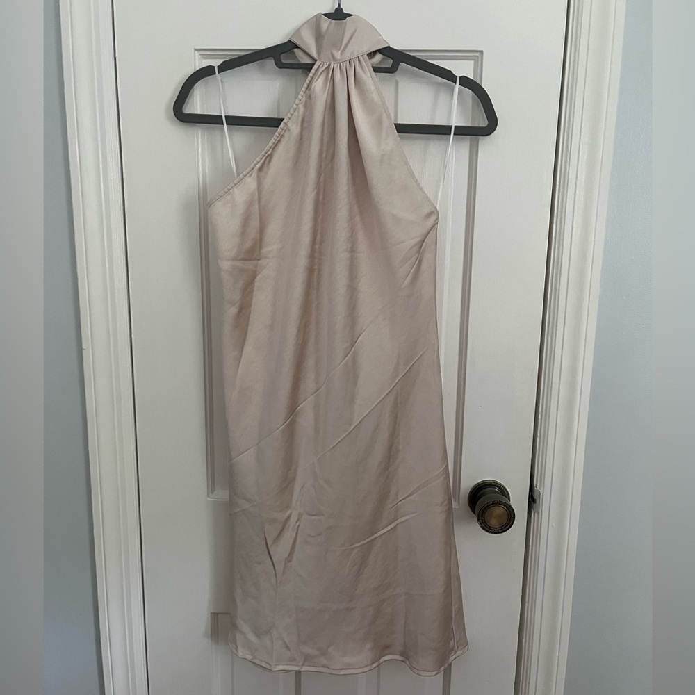 PRINCESS POLLY CHAMPAGNE HALTER DRESS
